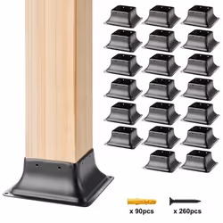 Support Poteau Bois -VEVOR- 153x153x62mm20PCSacier au carboneBase de barre intérieure 914x914mmpour Ancrage Poteaux Standard