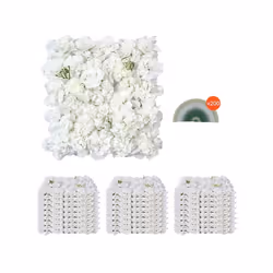 Panneau Mural Décoratif Floral-VEVOR-24PCS-Mur à Fleurs Artificielles 3D-pour Mariage Saint-Valentin-Blanc