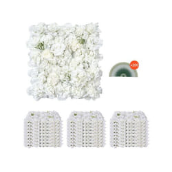 Panneau Mural Décoratif Floral-VEVOR-24PCS-Mur à Fleurs Artificielles 3D-pour Mariage Saint-Valentin-Blanc