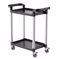 Chariot de Service-VEVOR-800x410x945 mm-Desserte à Roulettes Utilitaire en Plastique-2 Niveaux-avec Roues Pivotantes 360°