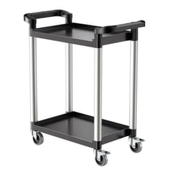 Chariot de Service-VEVOR-800x410x945 mm-Desserte à Roulettes Utilitaire en Plastique-2 Niveaux-avec Roues Pivotantes 360°