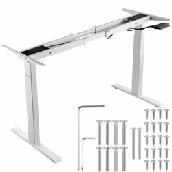 Cadre de Bureau Debout-VEVOR-Hauteur Réglable 70-117 cm-Longueur 110-178 cm-Maison Bureau Cadre Uniquement-Blanc