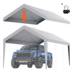 Toile dauvent de rechange abri de voiture-VEVOR-61x3 m bâche de tente de garage imperméable protégée contre UVgris
