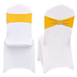 Housse de Chaise Pliante en Élasthanne Extensible-VEVOR-50 Pcs-Housse de Protection Universelle avec Ceinture-Or et Blanc
