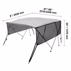 Bimini pour Bateau à 4 Arceaux-VEVOR-243x137x231-244 cm-Alliage dAluminium-Toile en Polyester 600D-Cockpit de Voilier Barque