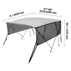 Bimini pour Bateau à 4 Arceaux-VEVOR-243x137x231-244 cm-Alliage dAluminium-Toile en Polyester 600D-Cockpit de Voilier Barque