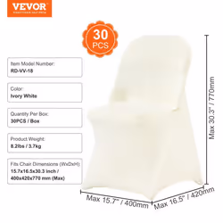 Housses de Chaise Pliantes en Élasthanne Extensible-VEVOR-30 pcs- Mariage VacancesCélébration Salle à Manger