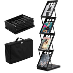 Presentoir a documents pliable skyshalo, presentoir a 4 niveaux pour magazines et brochures, support facile a transporter avec sac pour salons