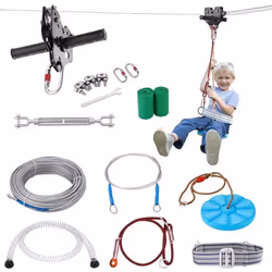 Kit de Tyrolienne - VEVOR - 1000 x 100 x 50 mm183 mCharge 272 kgavec ceinture de frein à ressort et ceinture de sécurité