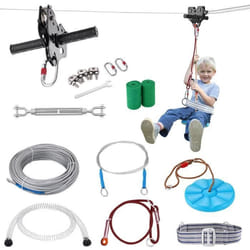 Kit de Tyrolienne - VEVOR - 1000 x 100 x 50 mm183 mCharge 272 kgavec ceinture de frein à ressort et ceinture de sécurité