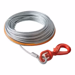 Cable pour Treuil - VEVOR - 95 mm x 305 mRésistance à la rupture 676 knAvec crochet rotatifacier au carbone