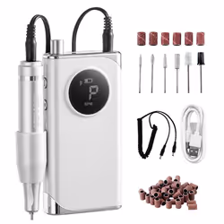 Lime à Ongles Electrique Rechargeable-VEVOR-40000 tr/min- Ecran LCD-6 Embouts-50 Bandes de Ponçage-Manucure-Pédicure-Sculpter