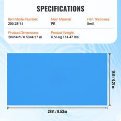 Couverture Solaire pour Piscine-VEVOR-853 x 427 m-Bâches Solaires Rectangulaires pour Piscine-Épaisseur de 03 mm