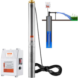 Vevor - Pompe Immergee pour Puits Profond, 1500 w, Pompe a Eau en Acier Inox, Debit 9,8 m³/h, 108 m, avec Cordon Electrique 19,4 m, Boitier de