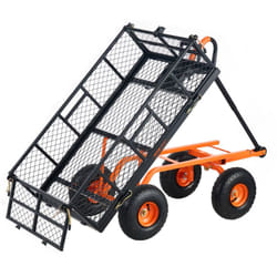 Vevor - Chariot a benne basculante, capacite de charge 181 kg, chariot de jardin en metal robuste avec cadre facile a assembler, poignee convertible