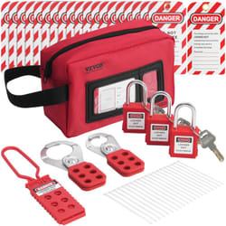 VEVOR Kit deetiquetage de verrouillage electrique, 26 pcs, verrouillage de securite avec cadenas, moraillon, etiquette, attache en nylon, sac de