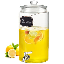Distributeur de Boissons - VEVOR - 375 x 183 x 183 mm Capacité 75 L en Verre avec Robinet en Acier Inoxydable pour Restaurants