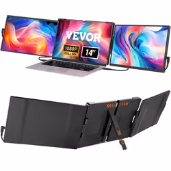Moniteur Portable 14 po HD-VEVOR-2 PCs-Écran Pivotant Unique Port USB-C/USB-A/Mini HDMI Compatible avec Mac/Wins/Android