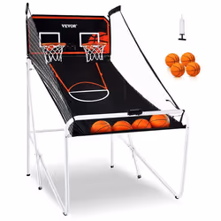 Vevor Jeu Dearcade De Basketball Pliable Pour 2 Joueurs, Panier De Basketball A Double Tir A Domicile, 4 Ballons, 8 Modes De Jeux, Tableau De Bord Electronique, Pour Enfants Et Adultes, Noir Et Blanc