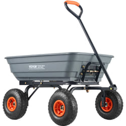 Chariot a benne basculante, capacite de charge 272 kg​, chariot de jardin en polyethylene robuste avec cadre en acier, poignee convertible 2 en 1,