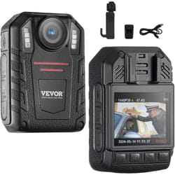 VEVOR Camera-Pieton pour Police 1440P, Camera de Corps 64G avec Vision Nocturne Infrarouge, avec Enregistrement Audio-Video, Batterie Integree 2850