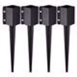 Piquet de Clôture - VEVOR - Piquet dancrage de clôture support en métal 4 pcs 610 x 113 x 113 mm intérieur 89 x 89 mmNoire