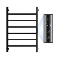 Radiateur Sèche-Serviettes Électrique 6 Barres-VEVOR-Porte-Serviettes Chauffant Mural-Minuterie et Écran LED Salle de Bain-Noir