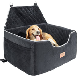 VEVOR Siege deauto pour chiens moyens et grands 25 kg, siege rehausseur pour chien, avec poche de rangement, laisse de securite a clipser,