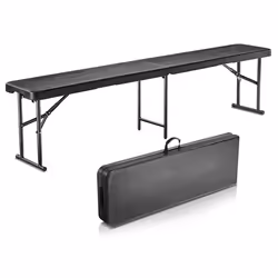 Banc Pliant en Plastique-VEVOR-1830 mm-Pliable Portable-Lisse en PEHD Imperméable-Poignée-Jardin-Noir (1 paquet)