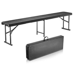 Banc Pliant en Plastique-VEVOR-1830 mm-Pliable Portable-Lisse en PEHD Imperméable-Poignée-Jardin-Noir (1 paquet)