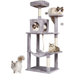 Vevor - Cadre deescalade deinterieur pour chat, maison de jeu pour chat a plusieurs niveaux de 56,2 po avec condo confortable, poteaux en sisal