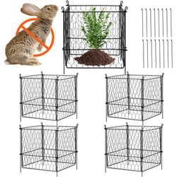 Lot de 4 protections pour plantes contre les animaux, 34 x 34 cm, grillage pour plantes, cages pour plantes deexterieur,16 pieces en maille