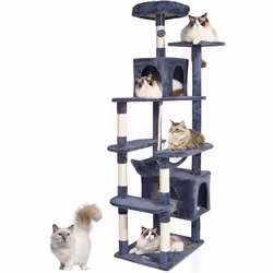 Caractéristiques & Détails Centre d'activités pour chats : cet arbre à chat à plusieurs niveaux est parfait pour 1 à 5 chats  ...