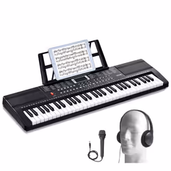Clavier Piano Numérique-VEVOR-61 Touches Semi-lestées-Haut-parleurs Intégrés Casque Microphone pour Débutants
