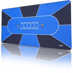 Tapis de poker, 70 x 35 pouces, portable pour 6 a 8 joueurs, livre avec sac de transport, bleu, plateau pliable pour tables, ideal pour les soirees