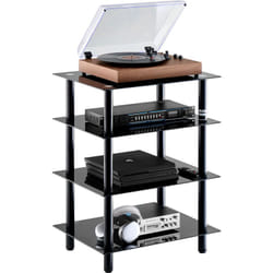 Vevor - Support multimedia av a 4 niveaux, support multimedia audio-video en verre trempe renforce avec lumieres led pour boitiers