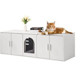 Vevor - Meuble Cache Bac a Litiere pour 2 Chats, Maison de Toilette pour Chat avec Chambres Doubles, Armoire en Bois pour Cacher la Plupart des Bacs