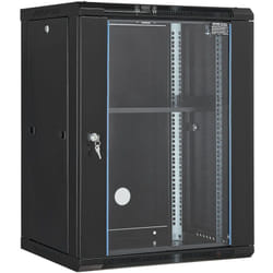 Vevor - Armoire de Serveur a Montage Mural 15U, Boitier de Rack Reseau avec Roulettes, Charge au Sol 226,8 kg, Porte en Verre Trempe Verrouillable,
