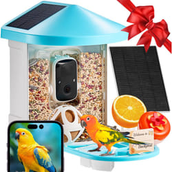 VEVOR Mangeoire Oiseaux avec Camera Intelligente 2K HD AI Camera Identifie 10000 Especes deOiseaux, 3 Panneaux Solaires, Capture Auto, Notification