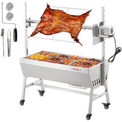 VEVOR Barbecue a Charbon Charge 61 kg, Rotissoire avec Tournebroche Electrique 94,4 cm Moteur 42 W, Grill Rotatif Electrique en Acier Inoxydable,