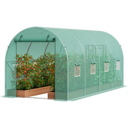 Vevor - Serre Tunnel Jardin, 445x194x192 cm, Tente Abri Plantes avec Cadre en Acier Galvanise, Couverture en pe Verte, Porte a Glissiere Enroulable,