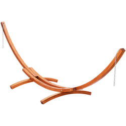 Support de Hamac en Bois, Charge 215 kg, Cadre Universel pour Hamacs 2,8-3,9 m, Support Reglable en Arc Bois de Meleze avec Chaine, Mousqueton, pour