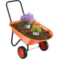 Vevor - Brouette de 5 pi³, capacite de 397 lb, chariot a benne basculante de jardin a 2 roues, brouette avec poignee et roues a voie large de 10 po,