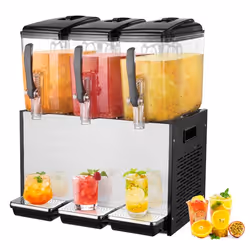 Distributeur de Boissons Commerciales-VEVOR-Distributeur de jus à 3 Réservoirs de 12 L par Réservoir-Restaurant Bar Fête