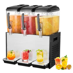 Distributeur de Boissons Commerciales-VEVOR-Distributeur de jus à 3 Réservoirs de 12 L par Réservoir-Restaurant Bar Fête