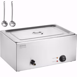 Chauffe-Plat Buffet 18 L-VEVOR-Bain-Marie Électrique 1200 W-pour Réchauffer les Aliments Restauration Soirée Fête-Argenté