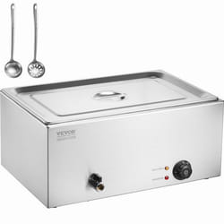 Chauffe-Plat Buffet 18 L-VEVOR-Bain-Marie Électrique 1200 W-pour Réchauffer les Aliments Restauration Soirée Fête-Argenté