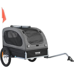 Remorque de vélo pour animaux-VEVOR-Charge40kg-Noir-Gris800x535x530mm-Cadre Facile à Plier Coupleur de Vélo Universel Réflecteurs