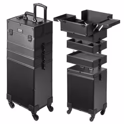 Mallette de Maquillage à Roulettes-VEVOR-Valise de Rangement Aluminium Boîte Trousse Maquillage Professionnelle Voyage Roues- ...