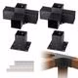 Kit Supports de Pergola-VEVOR- 340 x 220 x 152 mm-Support de Poteau Bois de Menuiserie-pour Tonnelles Pergolas de Terrasse